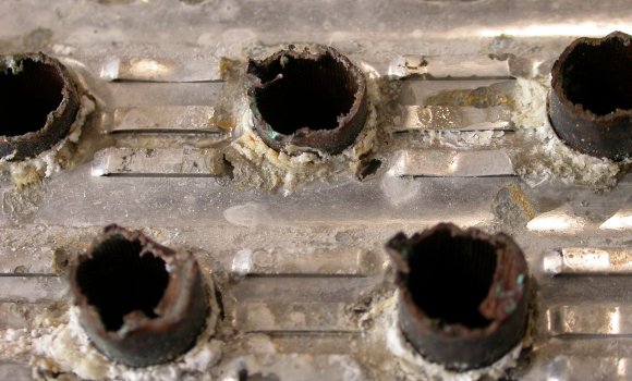 Échangeur de chaleur corrodé, sans traitement